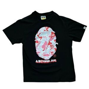 BAPE X Be@rbrick Black T-shirt Kids Size Large Pink Ape Head ABC Camo Graphic